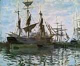 Harbor Canvas Paintings - Ships in Harbor